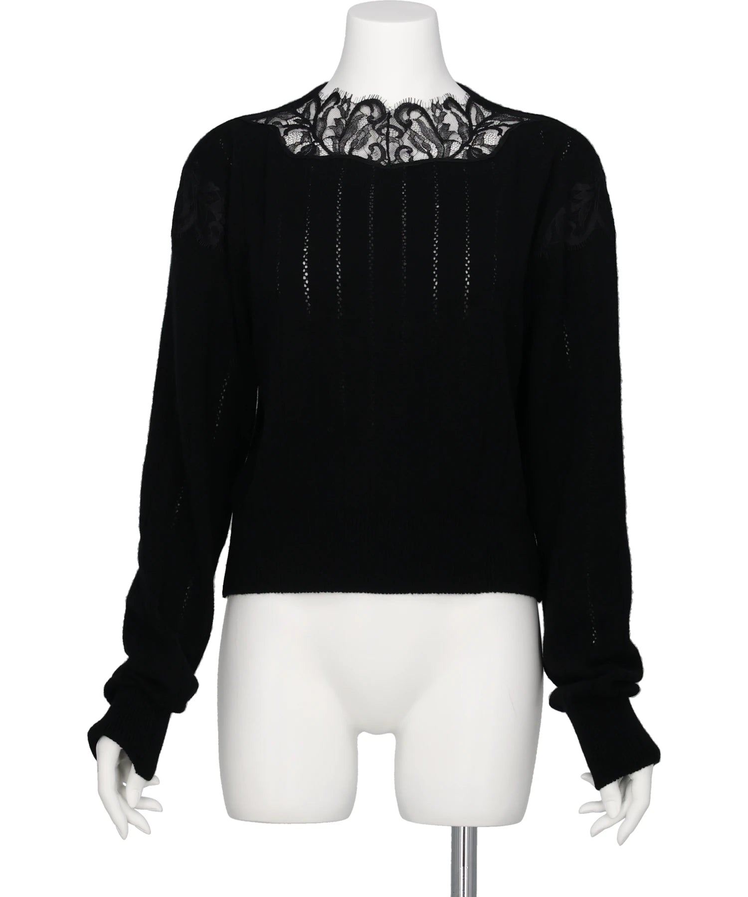 フェティコ　リブニット　トップス　fetico 2026 ブラック　サイズ36 FETICO(フェティコ) 2026AW HAIRY LACE PANELED CROPPED PULLOVER