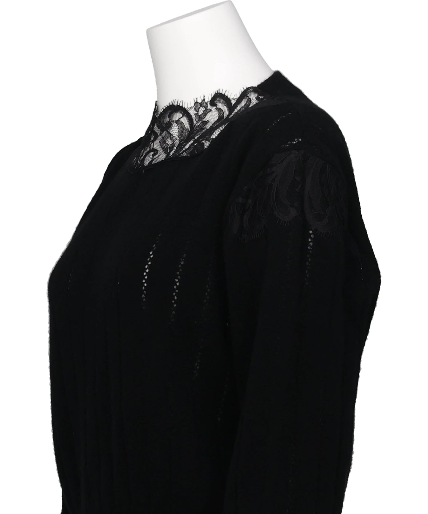 HAIRY LACE PANELED CROPPED PULLOVER