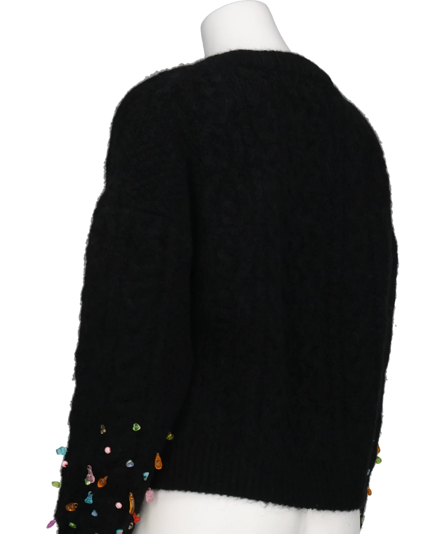 V-NECK KNIT WITH BEADED SLEEVES