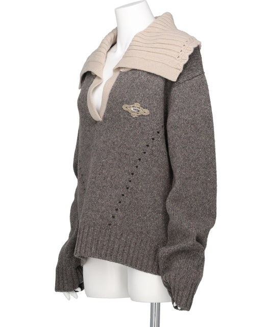 BIG COLLAR KNIT PULLOVER