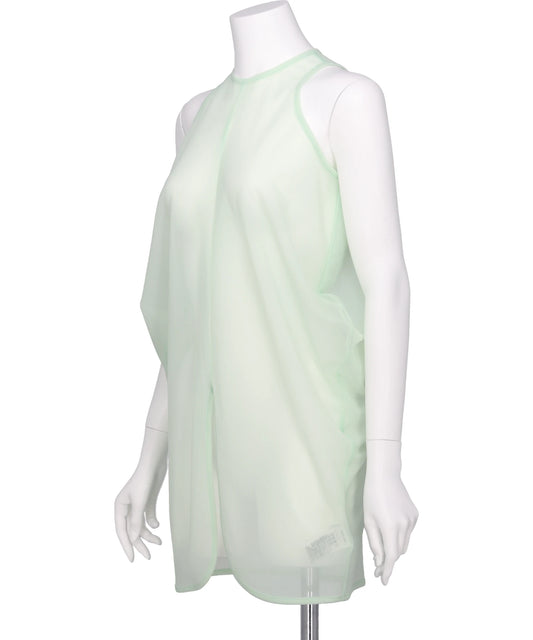 DRAPED JERSEY SHEER SLEEVELESS TOP