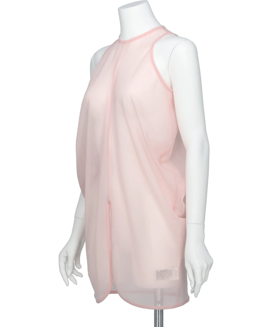 DRAPED JERSEY SHEER SLEEVELESS TOP