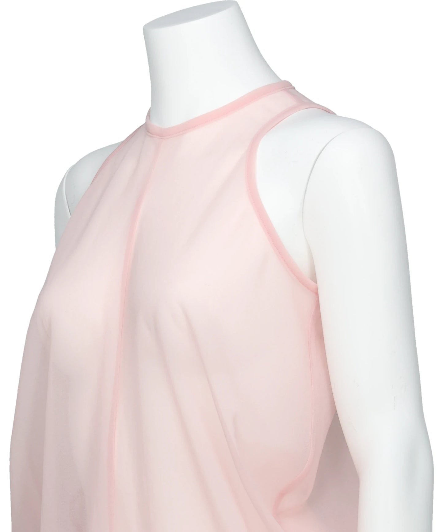 DRAPED JERSEY SHEER SLEEVELESS TOP