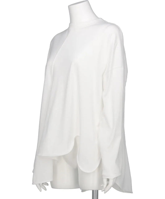 SUPIMA JERSEY ASYMMETRY DRAPE LONG SLEEVE TEE