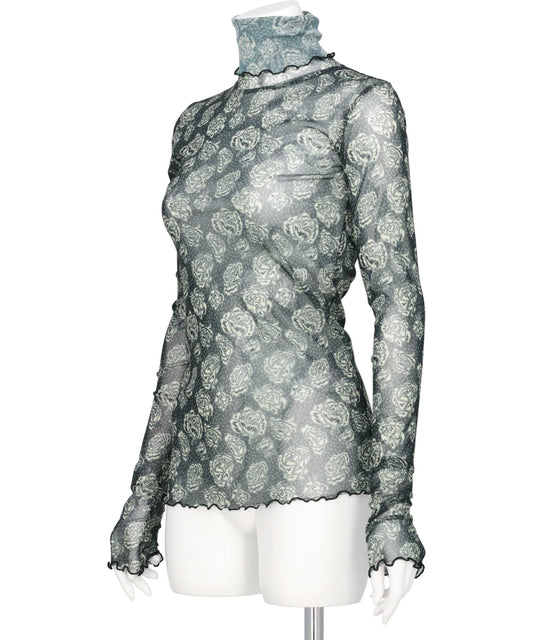 FLOWER MESH HIGH NECK
