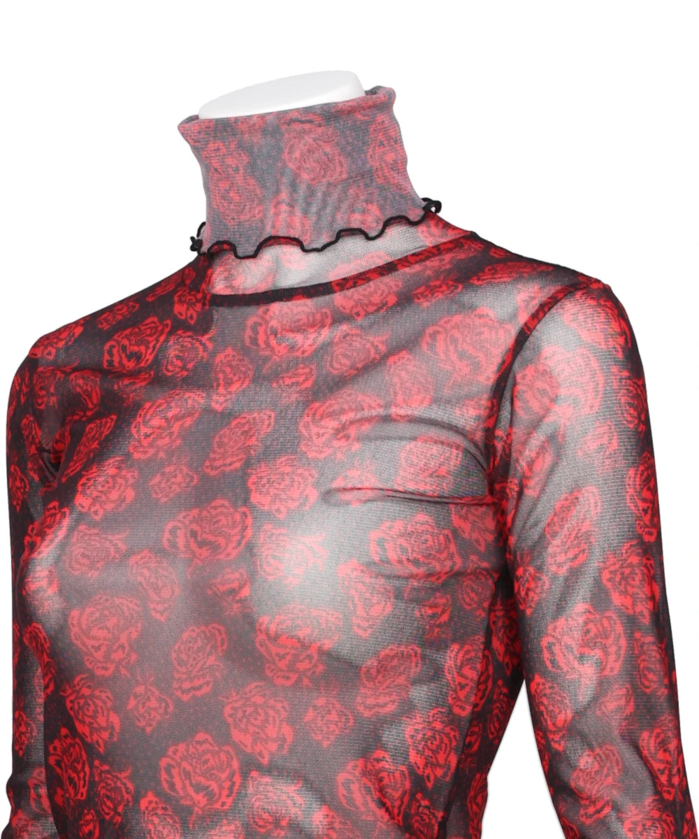 FLOWER MESH HIGH NECK
