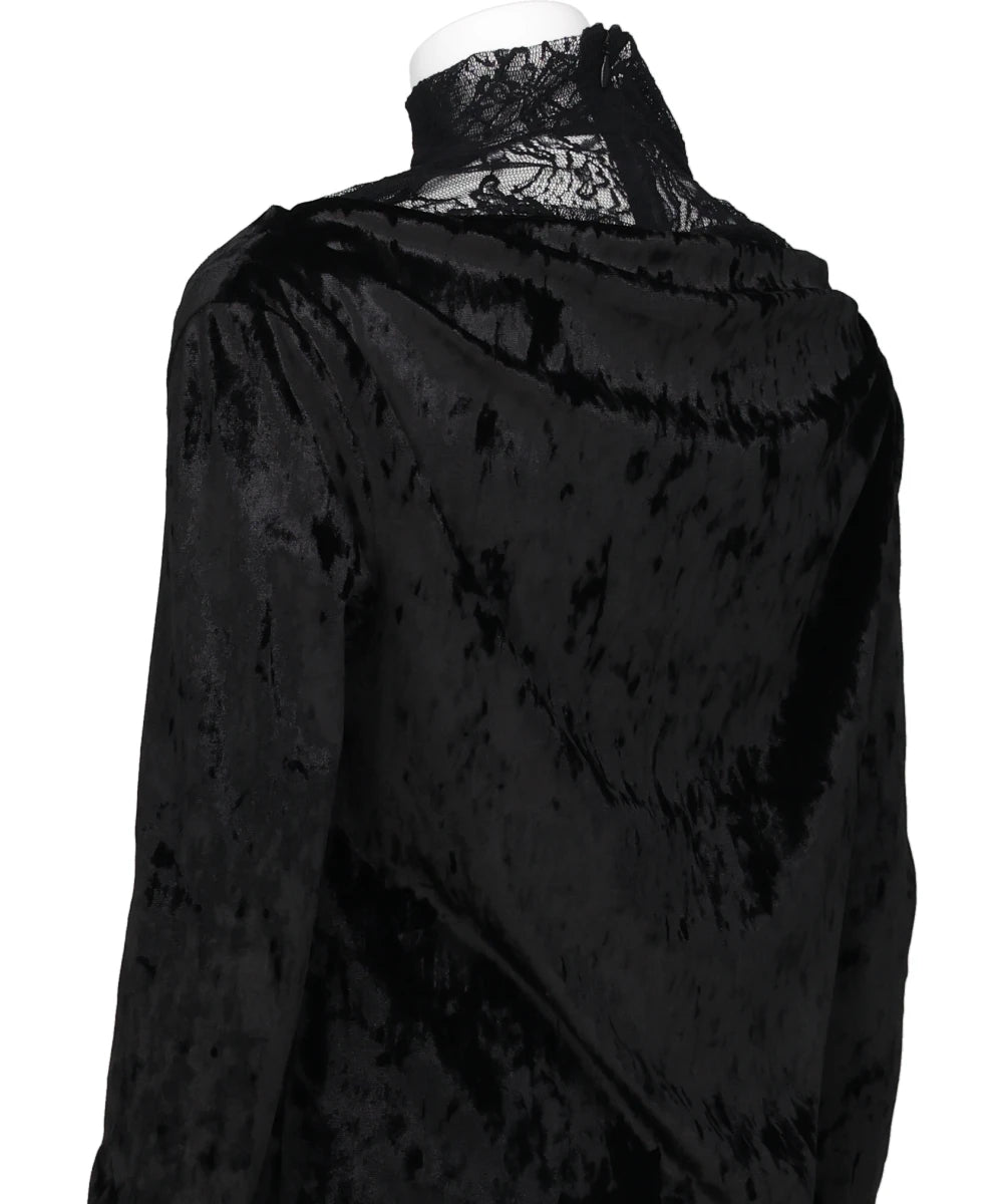 CRUSHED VELOUR GATHERED TOP