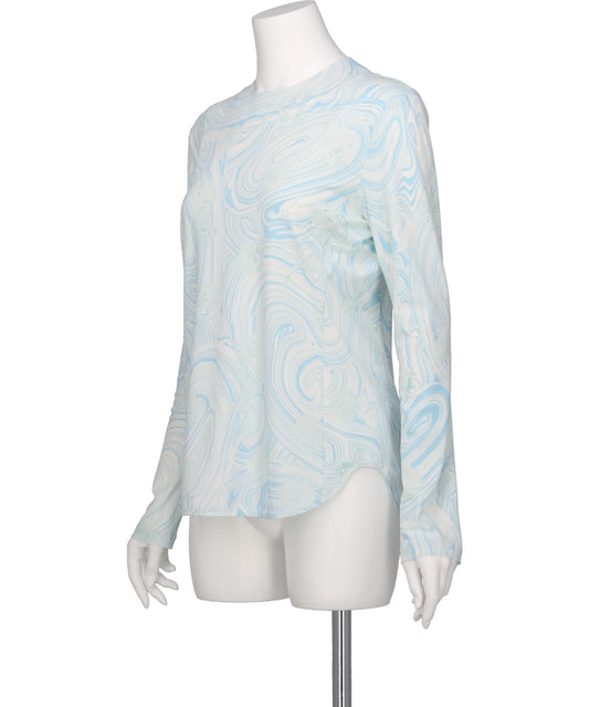 MARBLE PRINT JERSEY LONG SLEEVE TOP