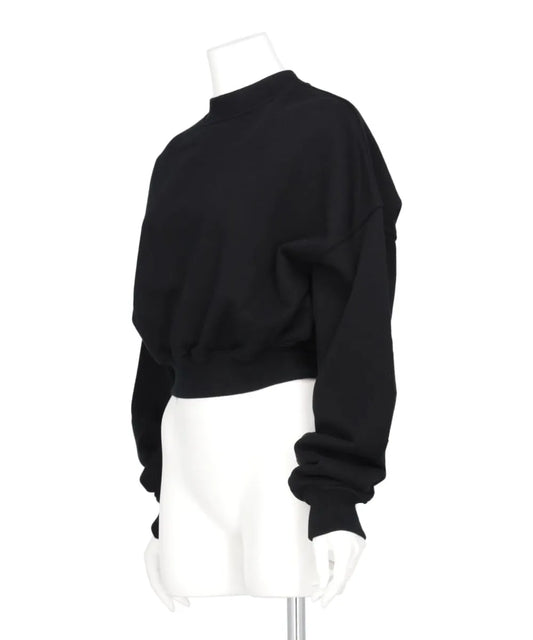 CROPPED MOCK NECK CREW SWEAT