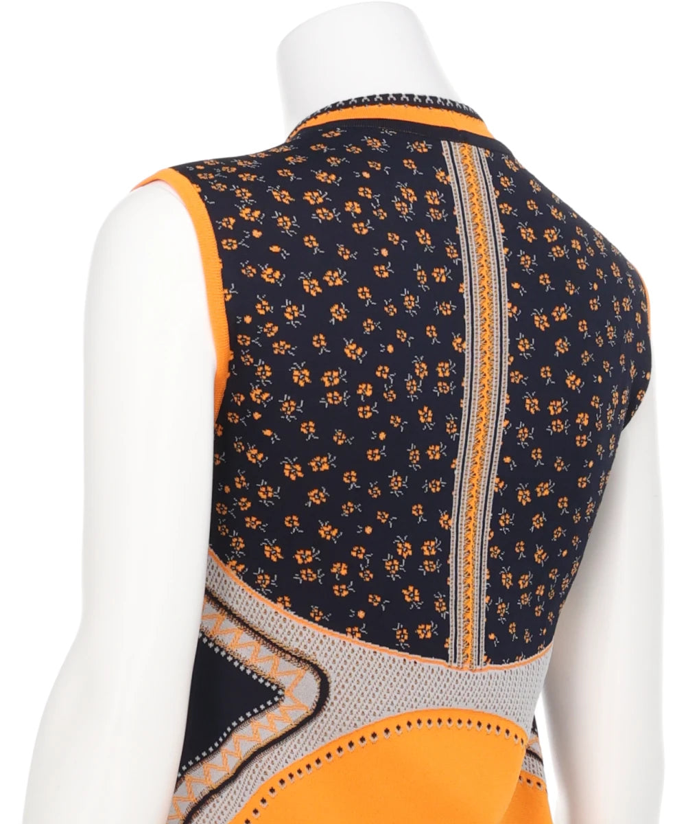 FLORAL JACQUARD SLEEVELESS KNITTED TOP