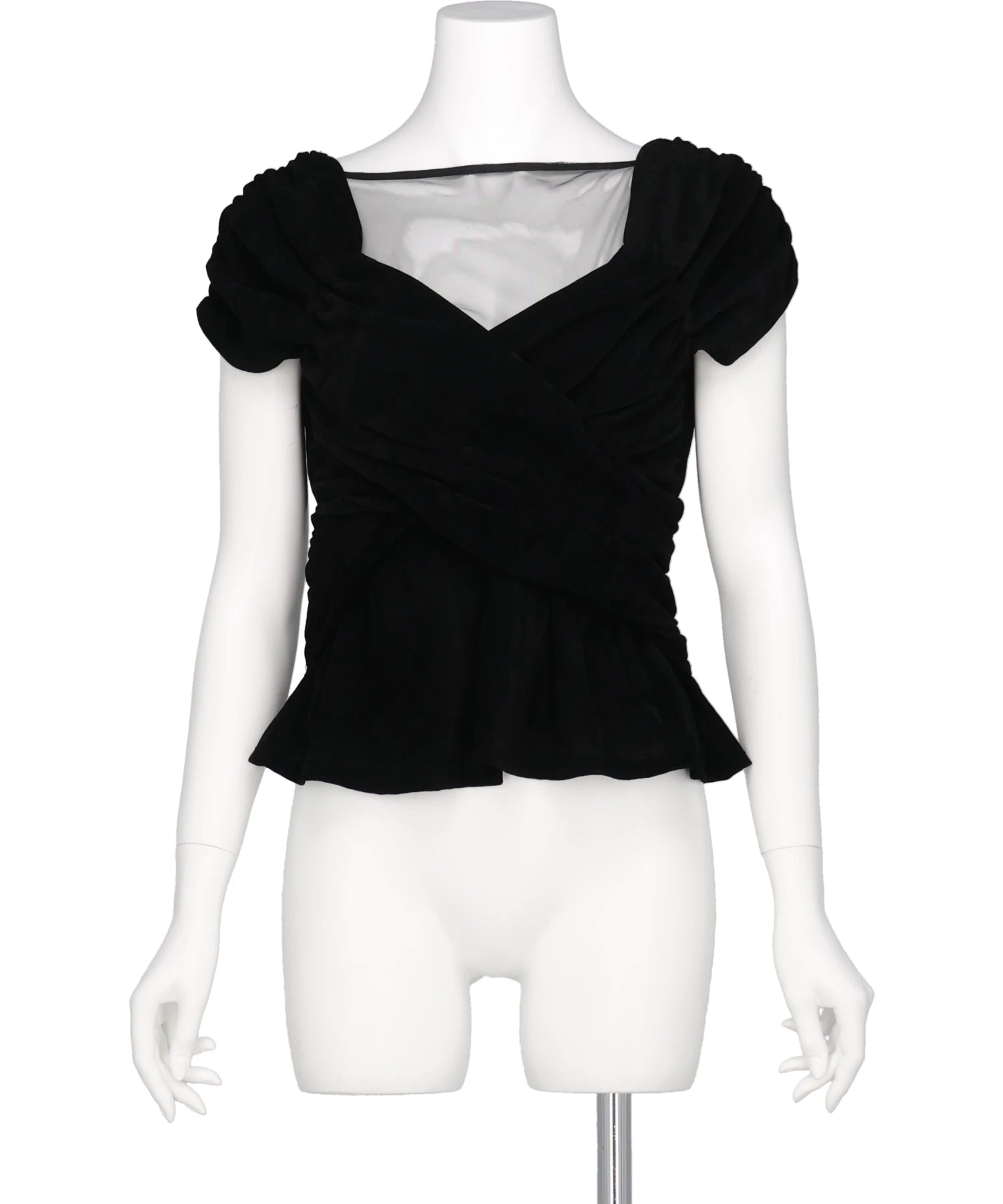 最終値下げ　FETICO / VELVET EMBROIDERED TOP FETICO(フェティコ) 2026SS VELVET TULLE GATHERED TOP FTC262-0410