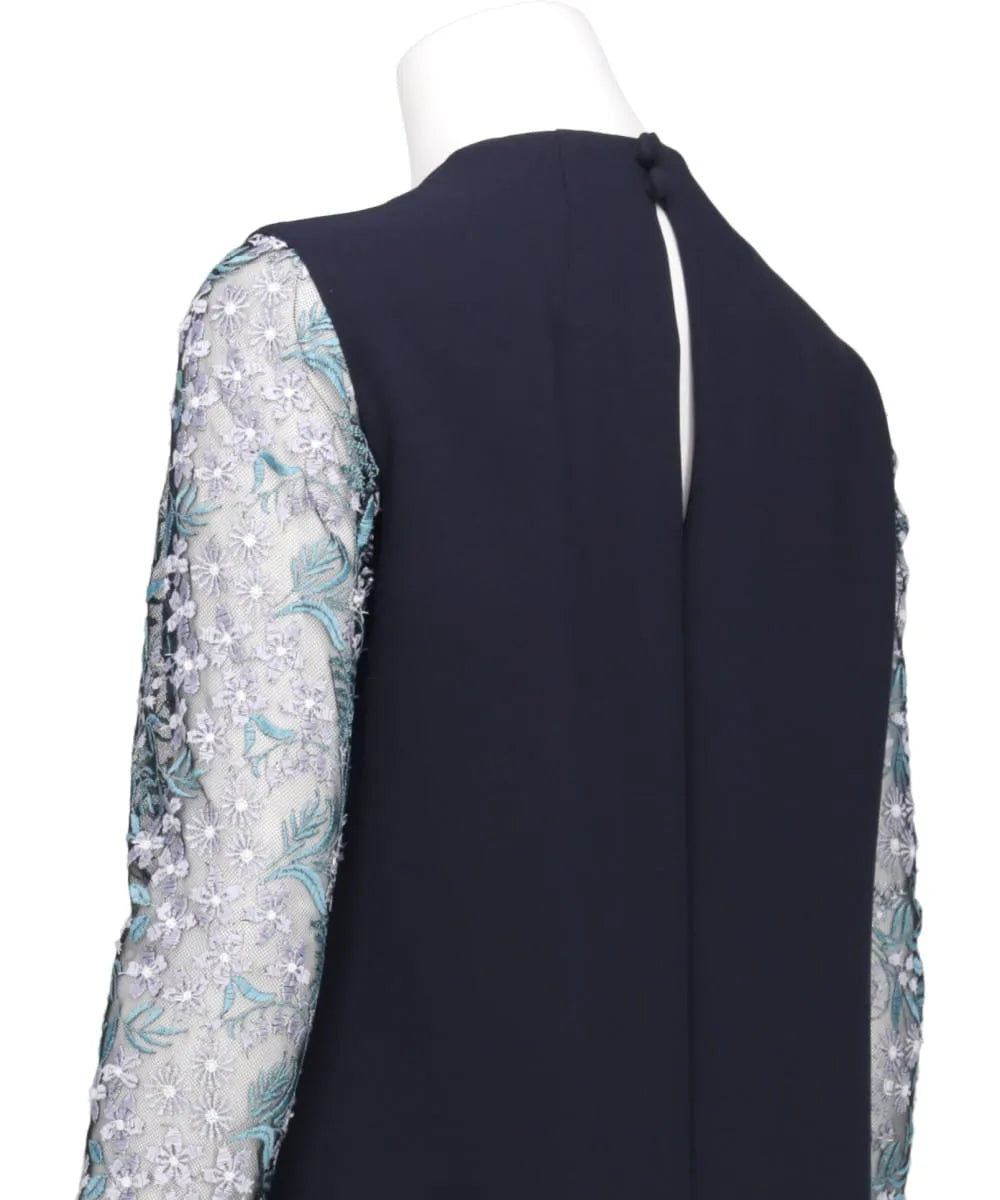 FLORAL LACE-SLEEVE CLASSIC TOP