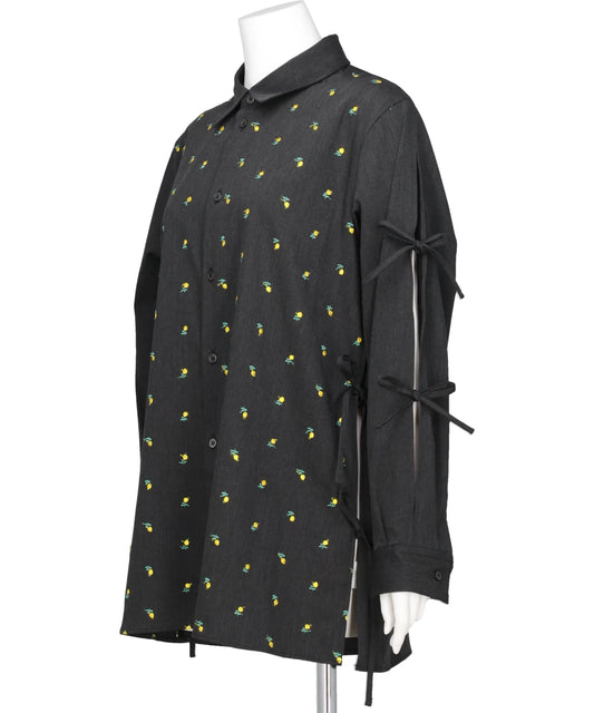 FLOWER EMBROIDERY RIBBON BLOUSE