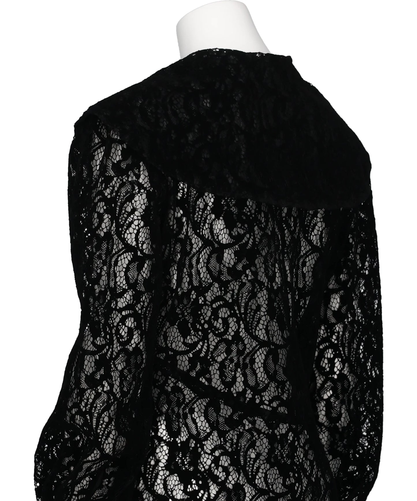 FLOCKED LACE SAILOR COLLAR BLOUSE
