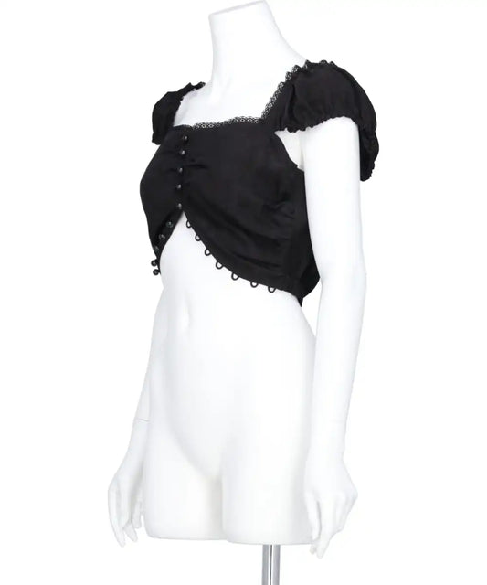 ROSE JACQUARD CROPPED BLOUSE