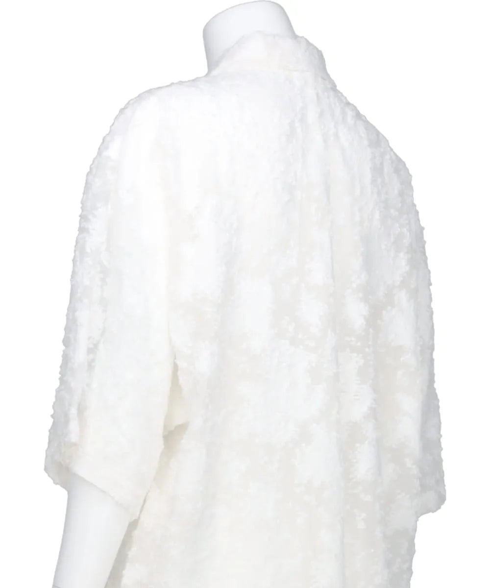 CUT JACQUARD ORGANDY BACK DOLMAN SPLIT SHIRT