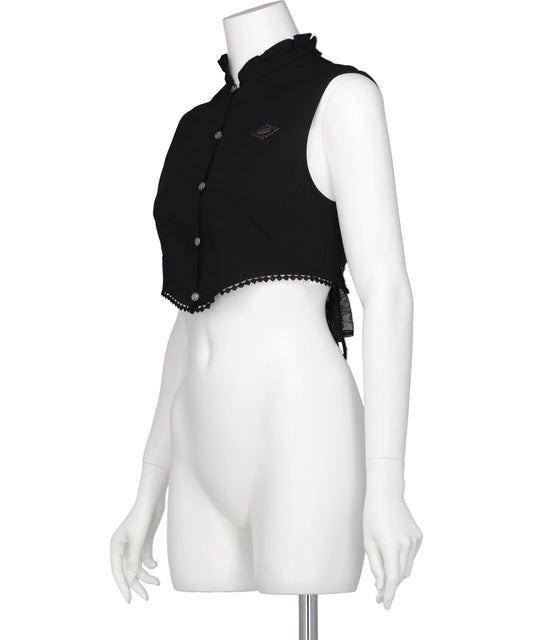 BACK LACE CURTAIN NO SLEEVE BLOUSE