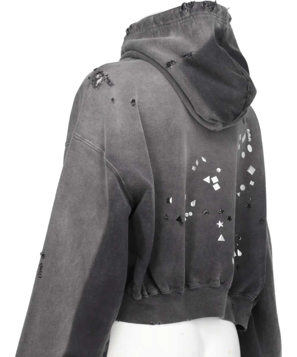 EMBELLISHED SUN FADED HOODIE