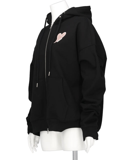 HEART PATCH ZIP-UP HOODIE