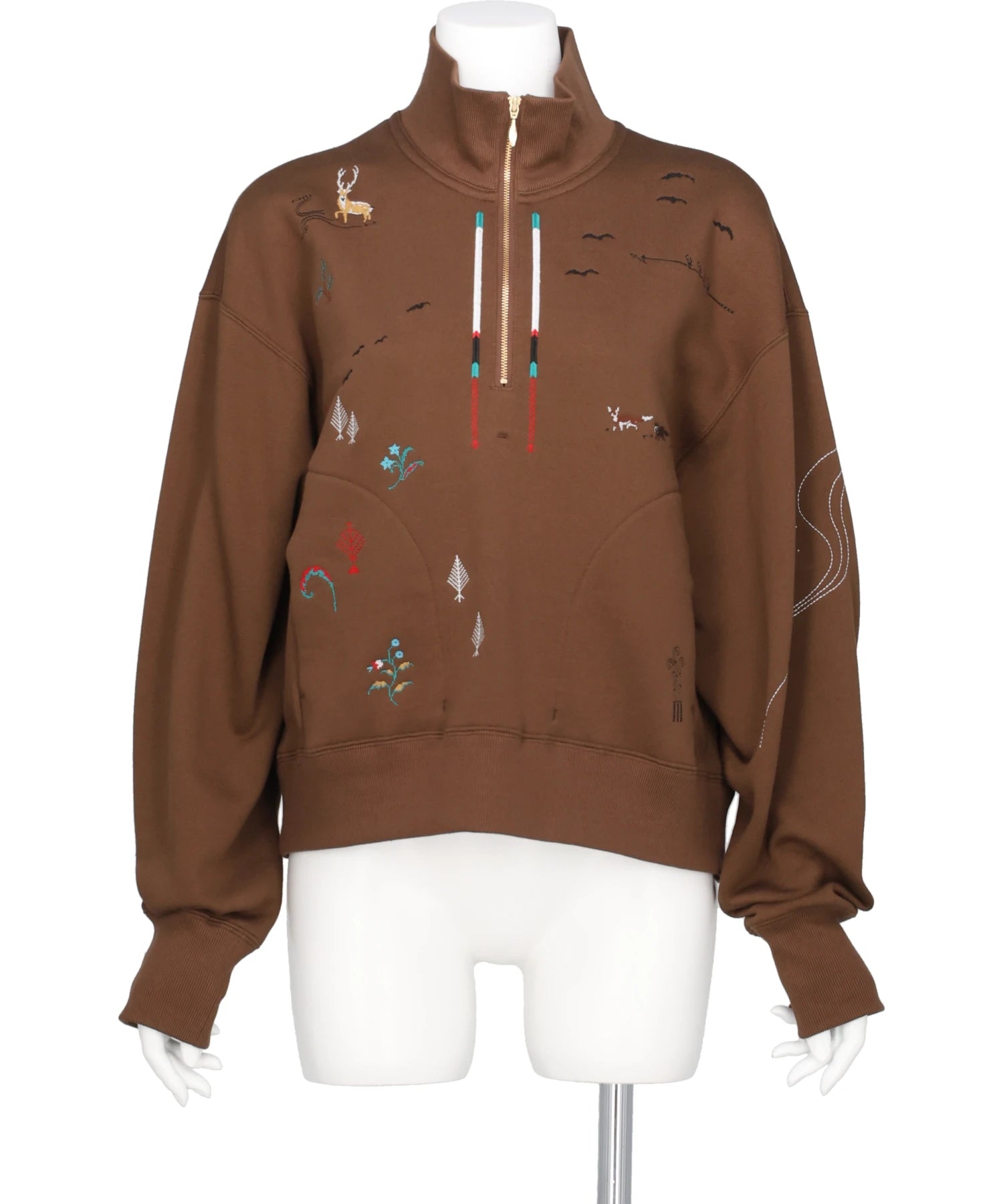 2回目オーダーセール生地 Mame Kurogouchi LANDSCAPE EMBROIDERY HALF ZIPPEDSWEATSHIRT