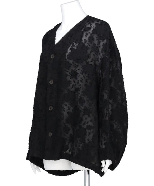 CUT JACQUARD ORGANDY OVER CARDIGAN