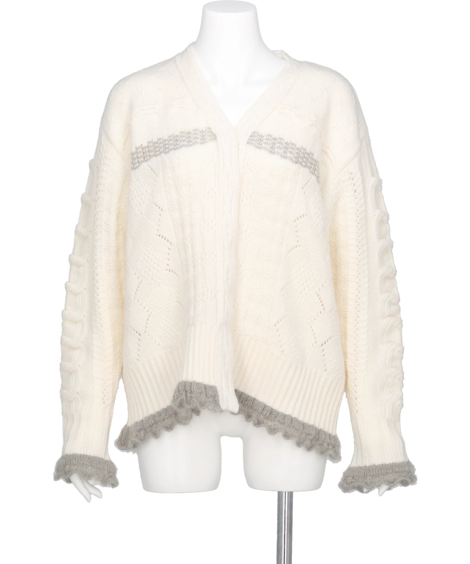 Mame Kurogouchi(マメクロゴウチ) 2026AW WOOL CABLE KNIT CARDIGAN