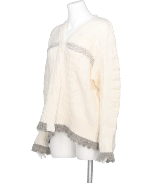 WOOL CABLE KNIT CARDIGAN