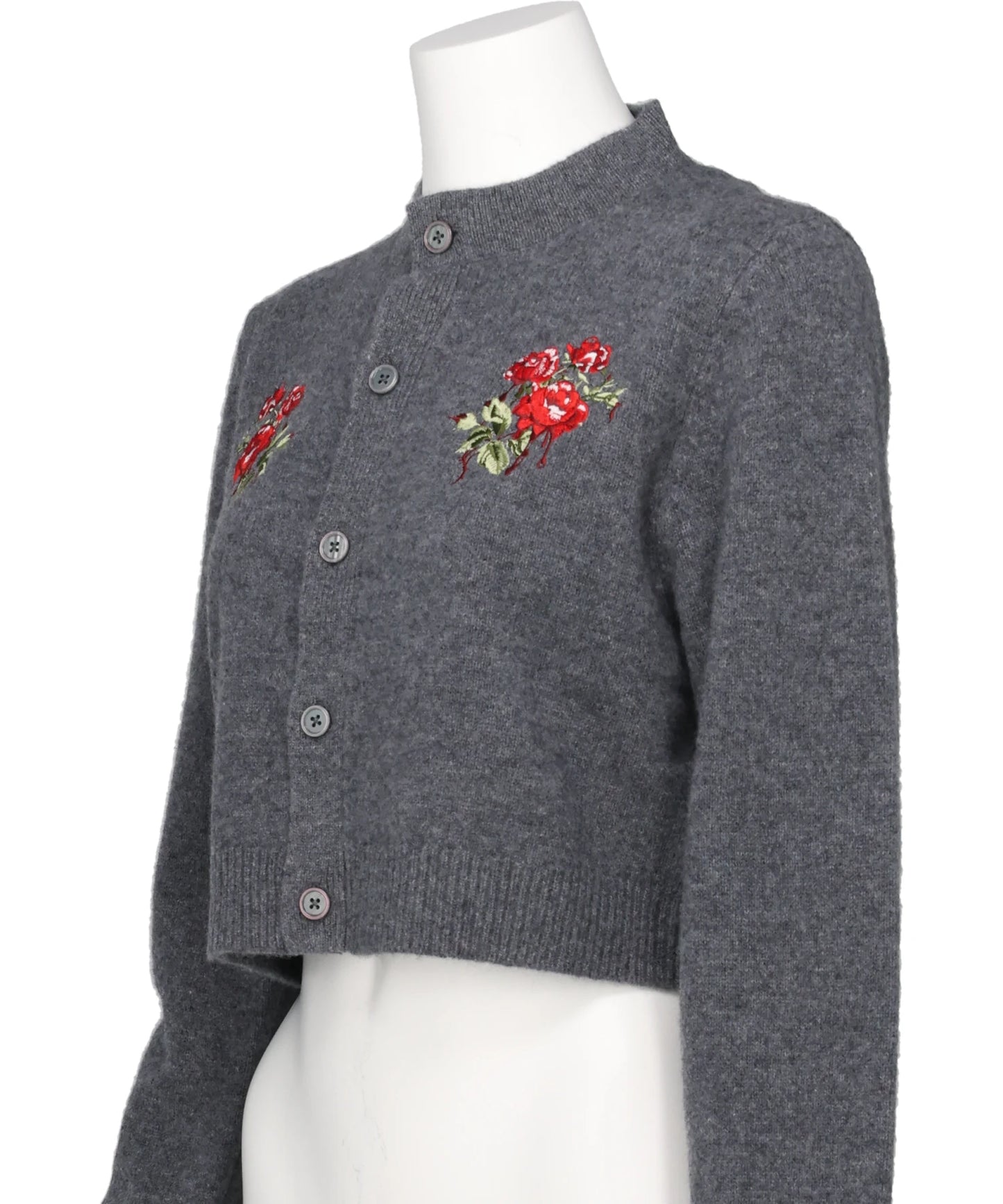 ROSE HAND BRODERIE POLO CARDIGAN