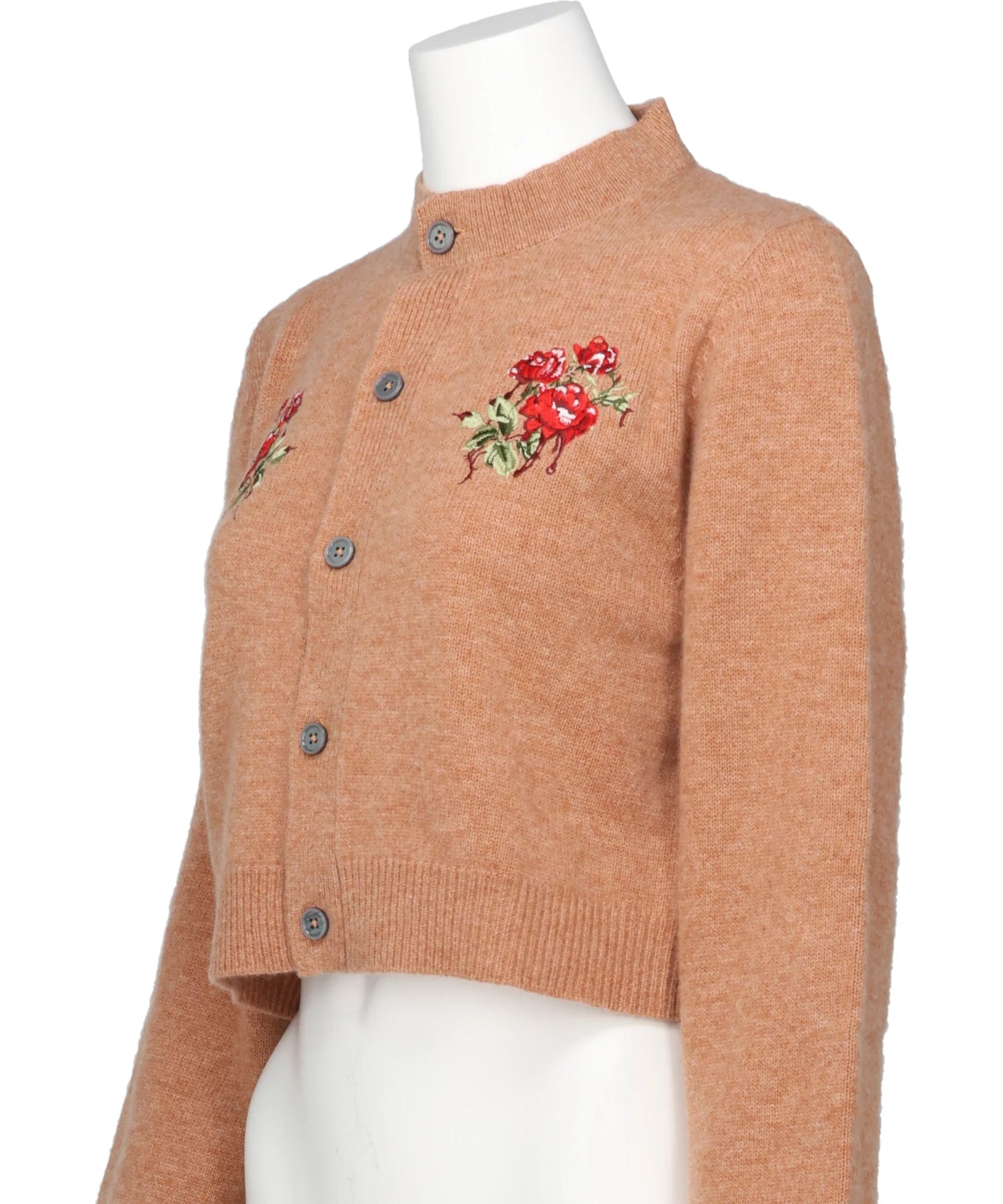 ROSE HAND BRODERIE POLO CARDIGAN