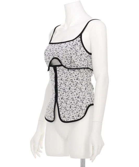 FLORAL JACQUARD FRAISE STITCHCAMISOLE TOP