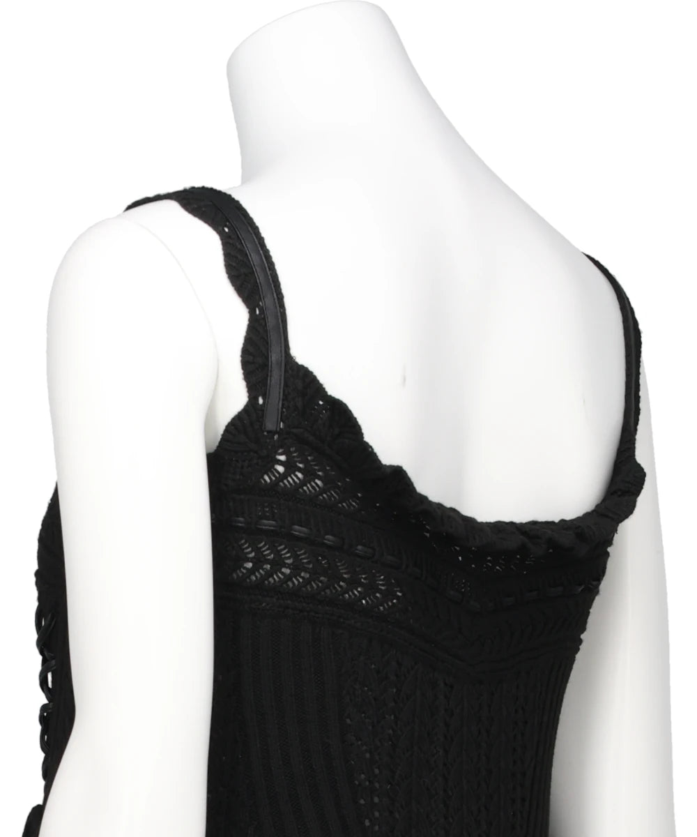 LACE UP RIBBON KNIT CAMISOLE