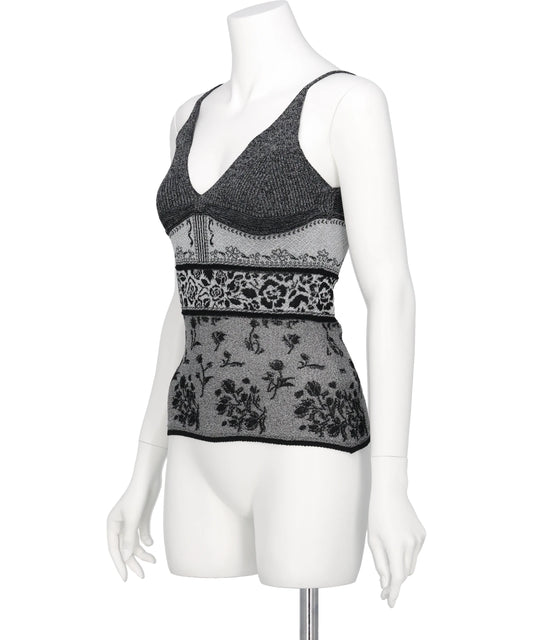 FLORAL JACQUARD KNIT CAMISOLE TOP