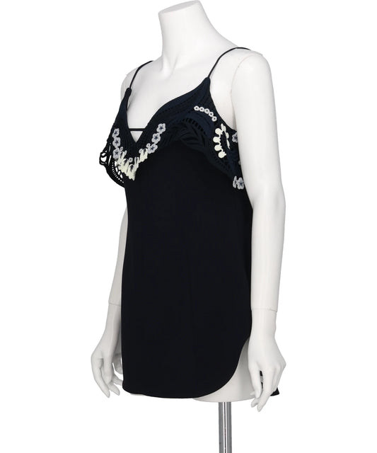 TRIACETATE EMBROIDERY CAMISOLE TOP
