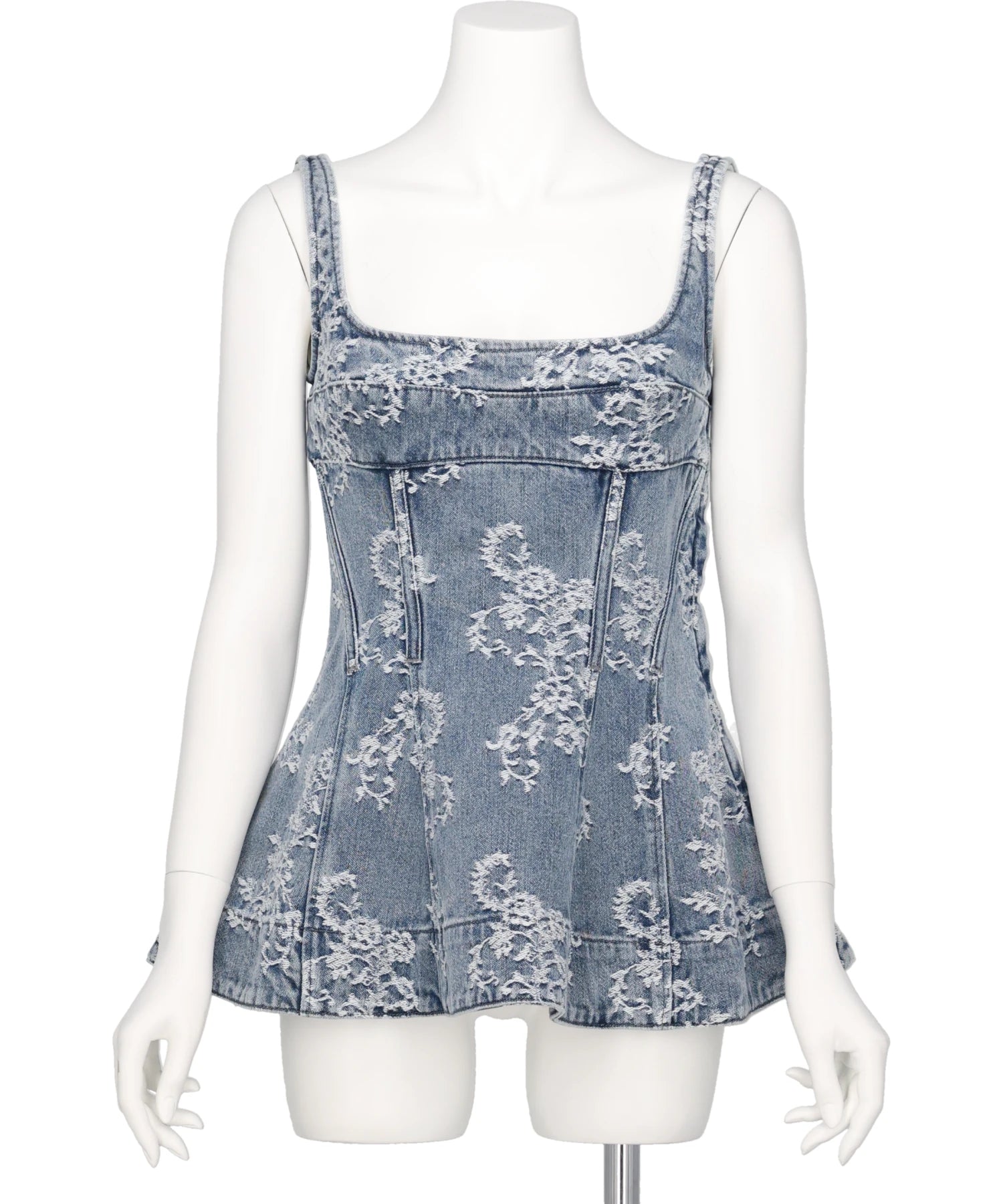 LACE-JACQUARD DENIM PEPLUM BUSTIER – MIDWEST ONLINE STORE