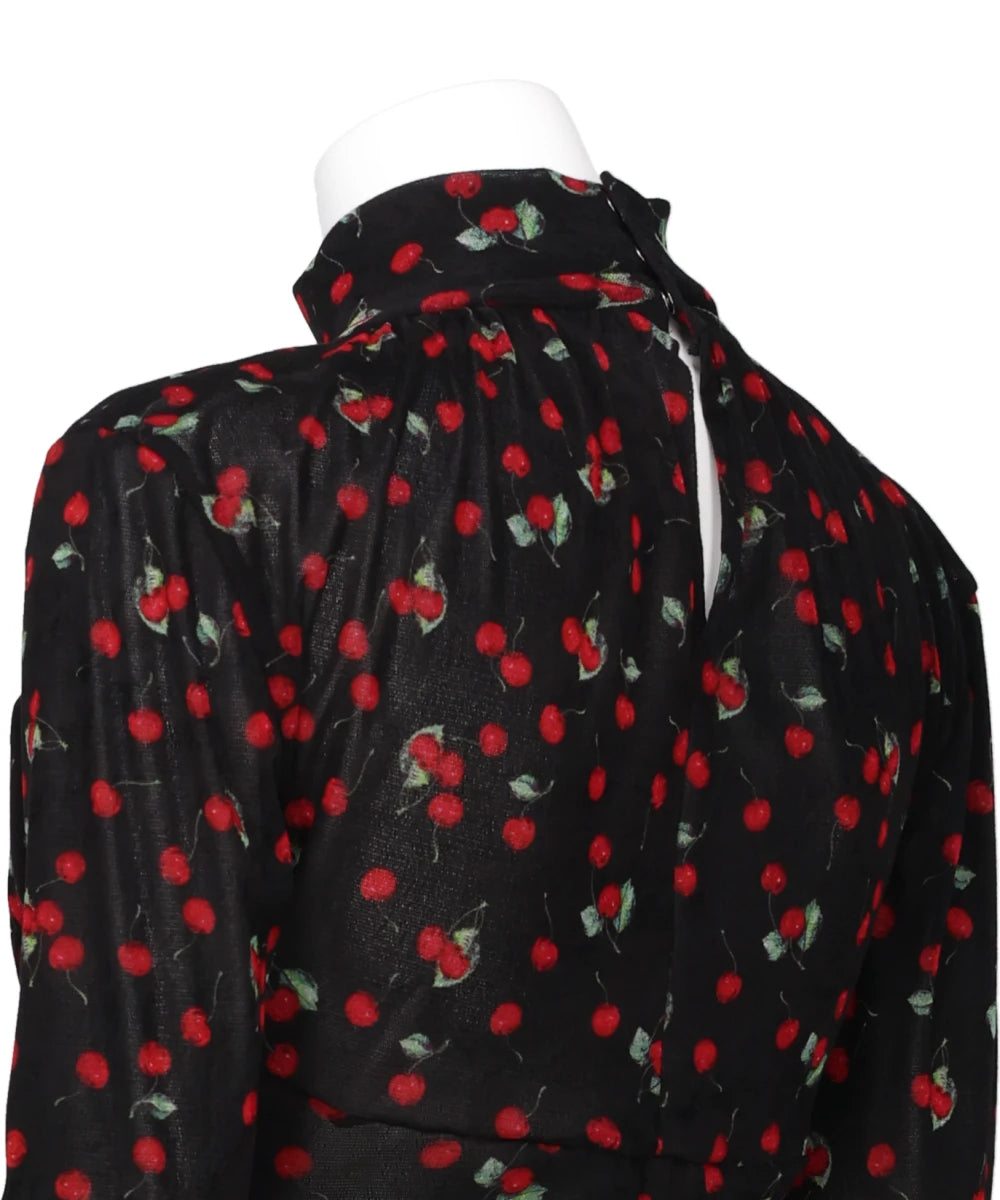 PRINTED VELVET TULLE TURTLENECK BODYSUIT