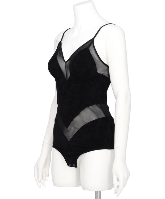 VELOUR PANELED BODYSUIT
