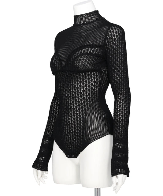 LACE-KNIT BODYSUIT
