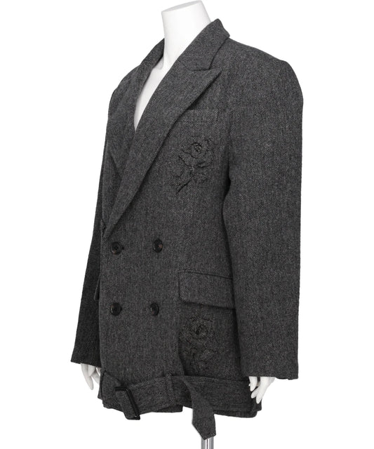 FLOWER APPLIQUE OVERSIZED BLAZER