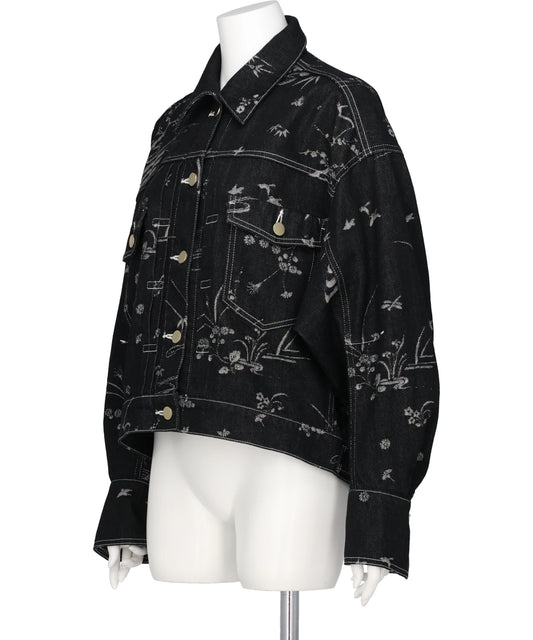 NATURE PATTERN JACQUARDSHORT DENIM JACKET