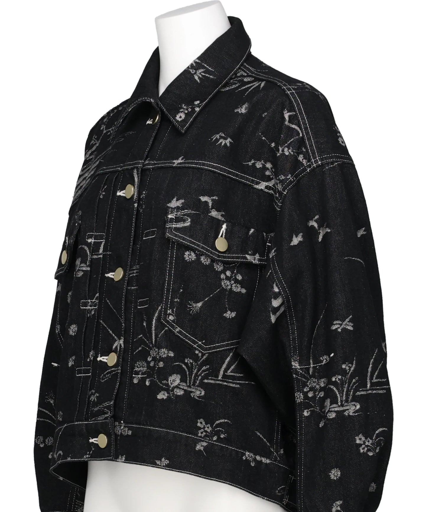 NATURE PATTERN JACQUARDSHORT DENIM JACKET