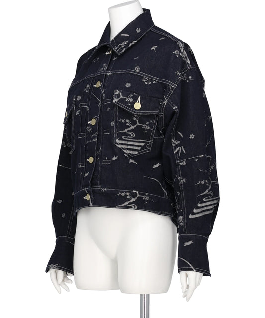 NATURE PATTERN JACQUARDSHORT DENIM JACKET