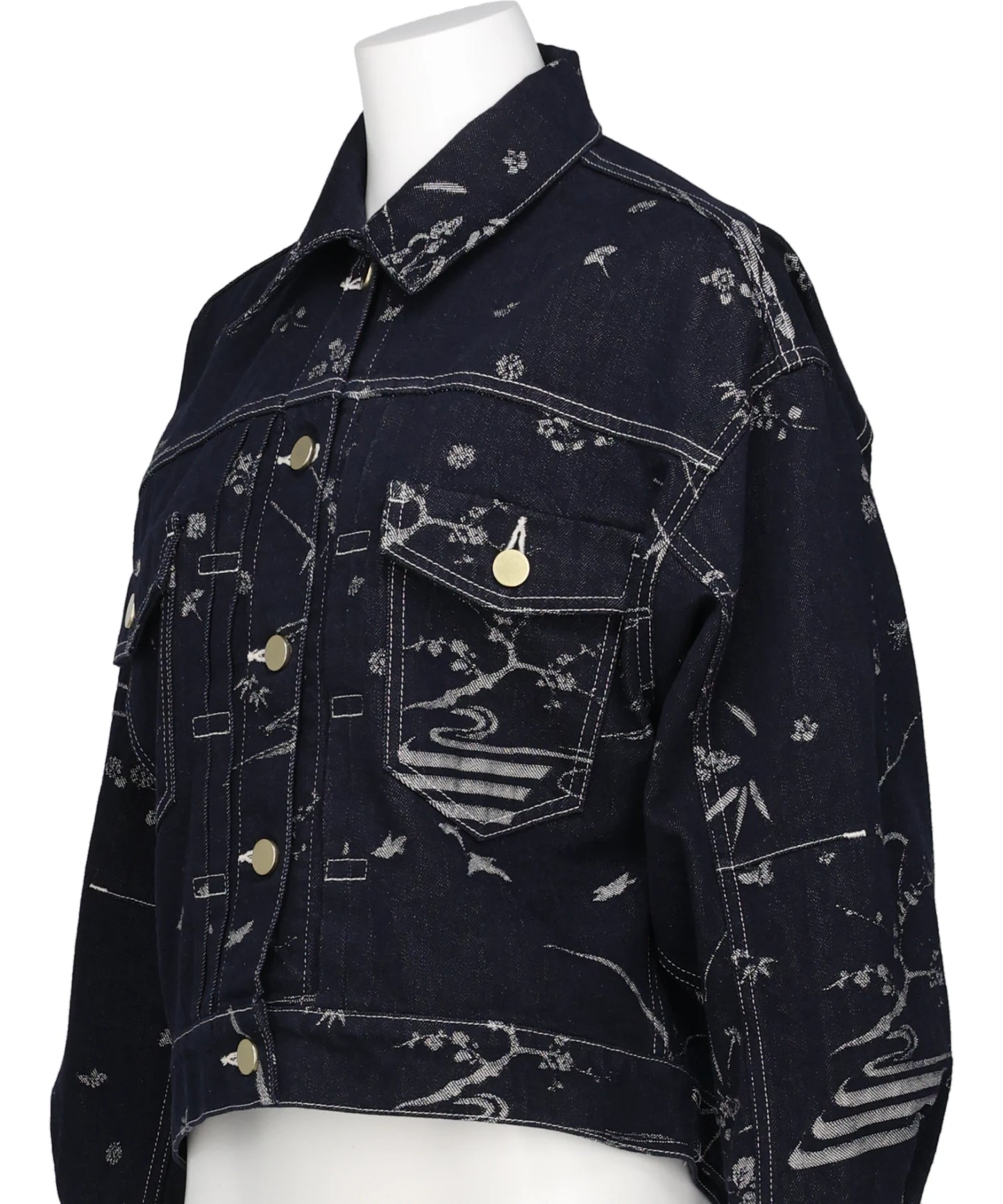 NATURE PATTERN JACQUARDSHORT DENIM JACKET