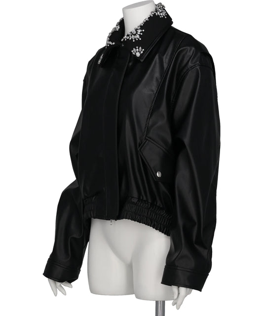 CRYSTAL BIJOU COLLAR 2WAY BLOUSON