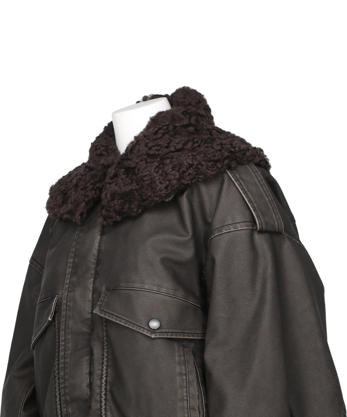 DETACHABLE COLLAR FAUX LEATHER BLOUSON