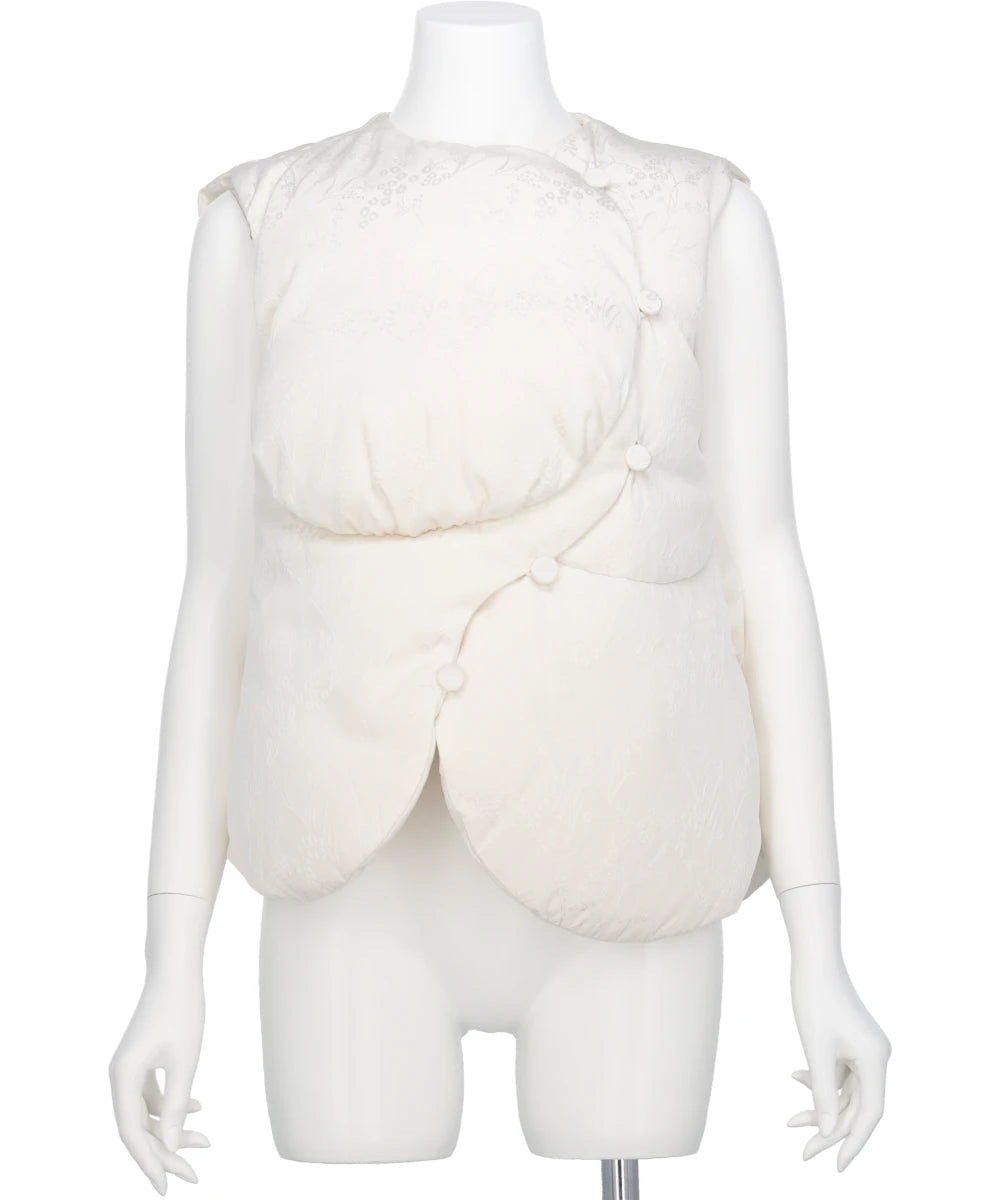 FLORAL JACQUARD ROUNDED DOWN VEST – MIDWEST ONLINE STORE