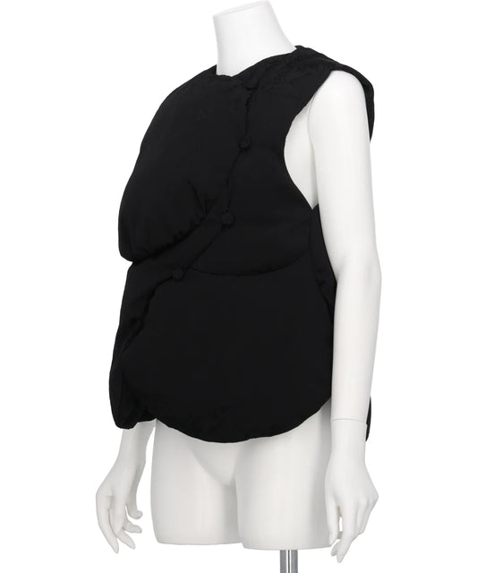 FLORAL JACQUARD ROUNDED DOWN VEST