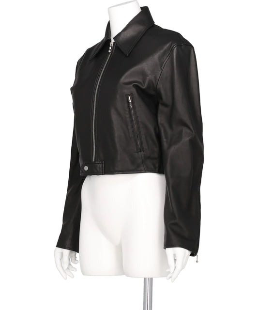 LEATHER SHORT ZIP JACKET