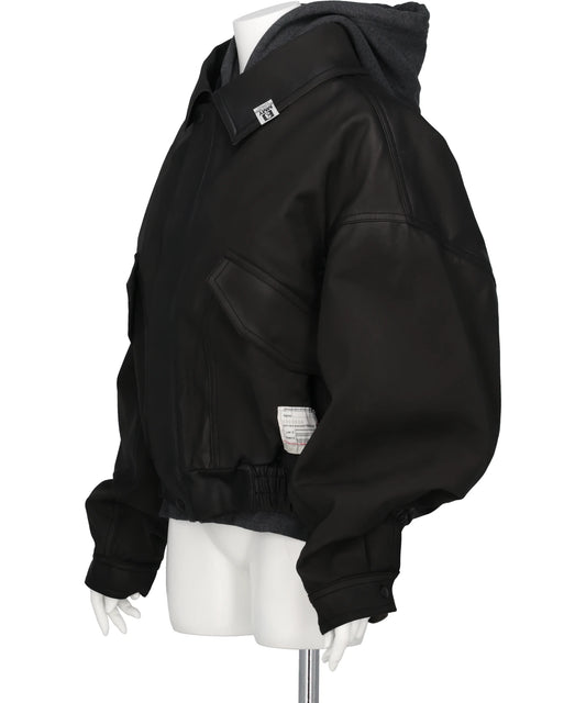 LAYERED FAUX LEATHER BLOUSON