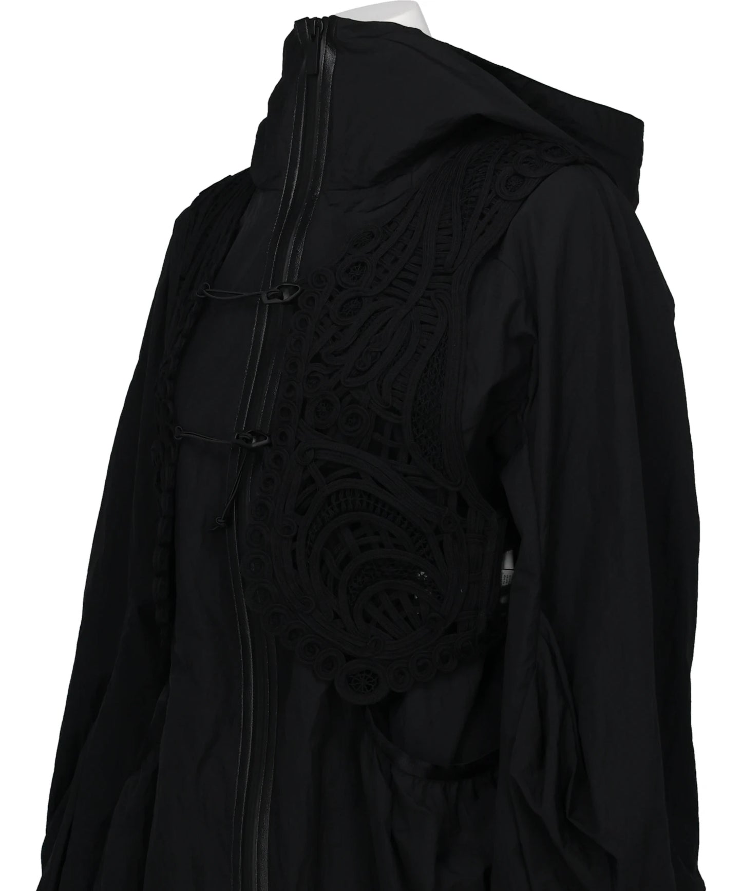 NYLON OVERSIZED JACKET WITH CORDINGEMBROIDERY VEST