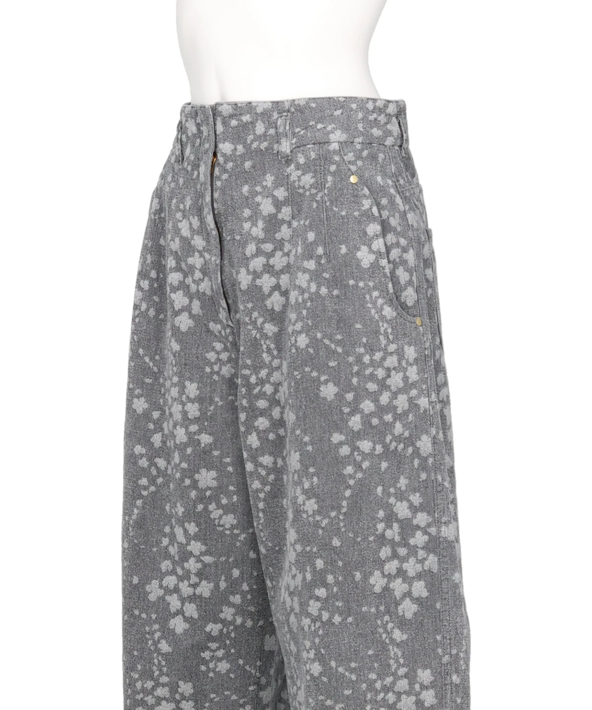 FLORAL JACQUARD DENIM TROUSERS